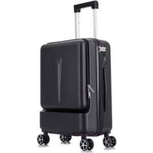 Bagage Handbagagekoffers met wielen voordat u begint met het ontwerpen van bagage met grote capaciteit, heren- en dameskoffers Lichtgewicht en duurzaam (Color : Noir, Size : 20inch)