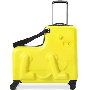 Bagage Kan worden gemonteerd op koffers met harde schaal, handbagage, koffers met wielen, leuke mode-bagage for heren en dames Lichtgewicht en duurzaam (Color : Yellow)