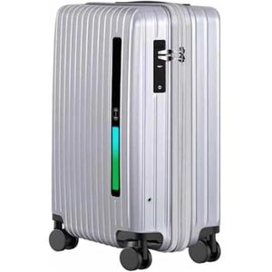 Bagage Slimme koffers Koffers met grote capaciteit en wielen met USB-oplaadfunctie Handbagage Slimme zoekmoduskoffer Lichtgewicht en duurzaam (Color : Silver)
