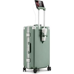 Bagage Aluminium koffer USB-oplaadpoort Handbagage Lichtgewicht bagage met grote capaciteit Zakenreiskoffer Lichtgewicht en duurzaam (Color : Dark Green, Size : 26inch)