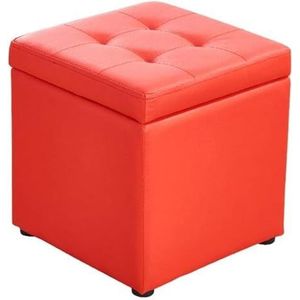 Voetenbank Zachte bank vierkante houten ondersteuning multifunctionele gestoffeerde voetenbank poef stoel kruk opslag en verwijderbaar leer (rood) Lounge