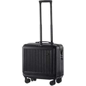 Koffer Koffers met wielen Universele kleine handbagage 180 graden voorklep Volledig open koffer Combinatieslotbagage Duurzaam (Color : Noir, Size : 45 * 43 * 23CM)