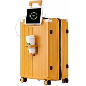 Koffer Uitbreidbare handbagagekoffers met wielen met USB-poort en bekerhouder Ontwerp Tsa Customs Lock-bagage Duurzaam (Color : Yellow, Size : 60 * 42 * 28CM)