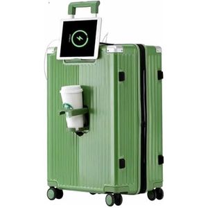 Koffer Uitbreidbare handbagagekoffers met wielen met USB-poort en bekerhouder Ontwerp Tsa Customs Lock-bagage Duurzaam (Color : Green, Size : 60 * 42 * 28CM)