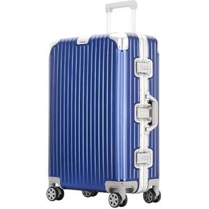 Koffers Koffers met wielen Handbagage Koffer Ritsloze aluminium framebagage Harde koffer met grote capaciteit Reisuitrusting (Color : Blue, Size : 20-Inch)