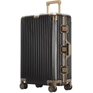 Koffers Koffers met wielen Handbagage Koffer Ritsloze aluminium framebagage Harde koffer met grote capaciteit Reisuitrusting (Color : Noir, Size : 29-Inch)