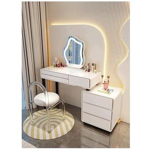 Kaptafel Prachtig Vanities Vanity-bureau met verlichte spiegelkaptafel met gestoffeerde kruk en lade Moderne make-upijdelheid Thuis (Color : B, Size : 80cm/31in)