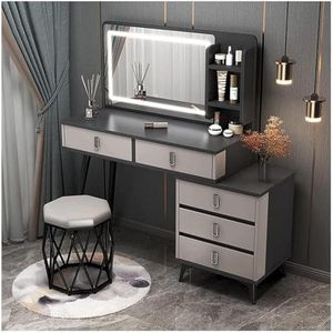 Kaptafel Prachtige Vanities Stijlvol Vanity Desk Premium Nachtkastje met 5 Lades en Led-spiegel Kaptafel Make-upkruk Thuis (Size : 100CM)