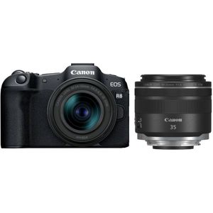 Canon EOS R8 systeemcamera Zwart + RF 24-50mm f/4.5-6.3 IS STM + RF 35mm f/1.8 Macro IS STM