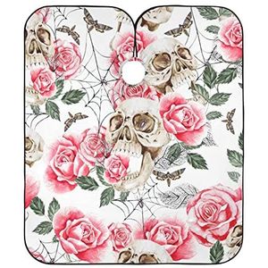 Kappersschort schedel rozen bloemen bladeren vlinder, kappersjurk professionele kappersjurk gepersonaliseerde haarknipjurk voor knippen styling vrouwen