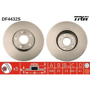 TRW - DF4432S - Remschijven - Zwart - Geventileerd - Vooras - 300 mm