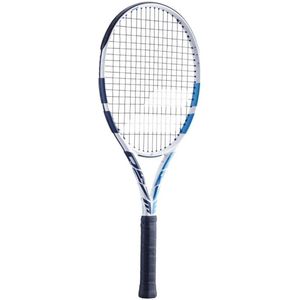 Babolat evo drive lite tennisracket in de kleur wit/blauw.
