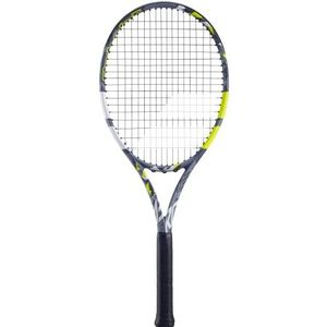 Babolat - Evo Aero tennisracket met koord voor volwassenen - Ideaal voor vooruitgang - Kracht en comfort - Spin Alpha Aerodynamisch frame - Grip 3 Aangename Syntec Evo - Frans merk - Grijs/geel