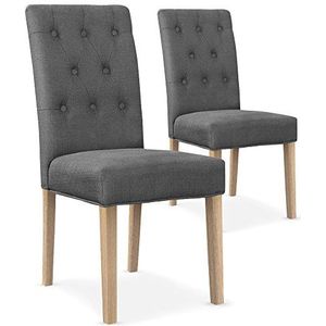 Menzzo Costel 2 stoelen, stof, grijs, 47 x 60 x 99 cm