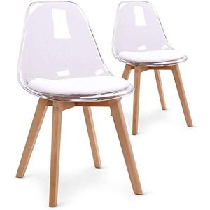 Menzzo Bovary Plexi Scandinavische stoelen, wit, 2 stuks