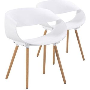 Menzzo set met 2 Scandinavische stoelen, design Zenata, wit, polypropyleen, 64 x 75,5 x 49 cm