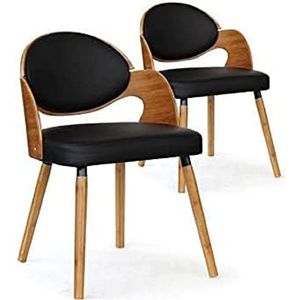 Menzzo Estel stoelen, P.U, licht hout/zwart, 50,5