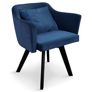 Menzzo fauteuil, velours, blauw, 59