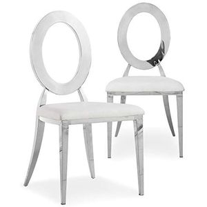 Menzzo stoel van roestvrij staal, kunstleer (P.U.), wit/grijs, één maat.