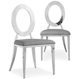 Menzzo stoel van roestvrij staal, kunstleer (P.U. grijs, één maat.