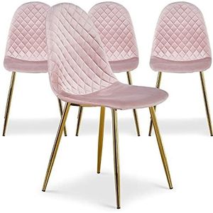 Menzzo Norway gestoffeerde stoel, velours, roze, eenheidsmaat