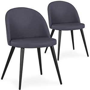 Menzzo Maury gestoffeerde stoelen, kunstleer & P.U, grijs, L52 x D56 x H78 zitvlak H46 cm