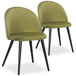 Menzzo Maury gestoffeerde stoelen, velours, kaki, L52 x D56 x H78 zitvlak H46 cm