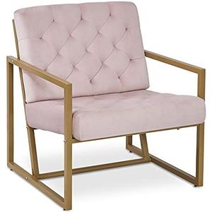 Menzzo Waco fauteuil, fluweel, roze, eenheidsmaat