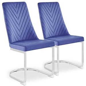 Menzzo Mistigri stoel, velours, blauw, 46 x 57 x 95 cm (l x b x h)