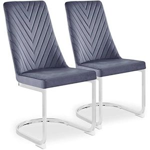 Menzzo Mistigri stoel, velours, grijs, 46 x 57 x 95 cm (l x b x h)