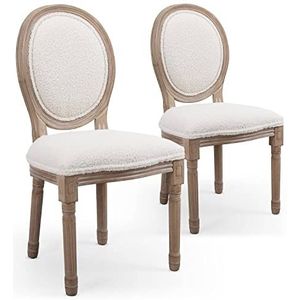 Menzzo Louis stoel, stof, licht hout/beige, 49 x 46 x 96 cm (l x b x h)
