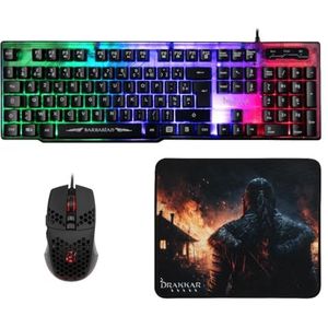 Konix 61889000004 toetsenbord Inclusief muis USB AZERTY Frans Zwart