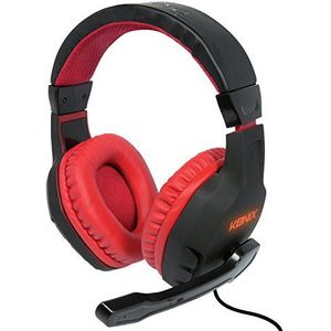 Konix Drakkar Sakld Bekabelde hoofdtelefoon voor pc-gaming, 50 mm luidspreker, flexibele microfoon, 1,5 m jackkabel, zwart en rood
