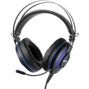 Konix Mythics PS-U700 7.1 bekabelde hoofdtelefoon voor PS4-console, 50 mm luidspreker, flexibele microfoon, 1,8 m kabel, zwart en blauw