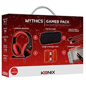 Konix Mythics Gaming-accessoireset voor Nintendo Switch koptelefoon, hoes, gamingbehuizing, kabel, gehard glas, reinigingsset