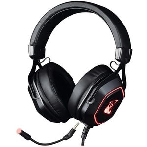 Konix Drakkar Ragnarök Evo 7.1 bekabelde hoofdtelefoon voor pc-gaming, 50 mm luidspreker, afneembare microfoon, zwart en rood