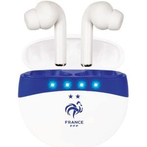 Konix Draadloze Bluetooth-hoofdtelefoon, oplaadetui, Bluetooth 5.0, IPX4, waterdicht, touch-shorts, geïntegreerde microfoon, 25 uur, compatibel met iPhone, FFF, wit
