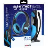 Konix Mythics Nemesis Gaming Headset, bekabeld, voor PS4 en PS5-consoles, 40 mm luidspreker, microfoon, 1,5 m kabel, zwart en blauw