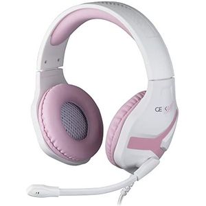 Konix Geek Girl Universele gaming-hoofdtelefoon, bekabeld, kristal, 40 mm luidspreker, flexibele microfoon, 1,5 m kabel, wit en roze