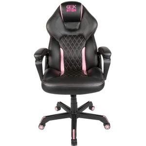 Konix Geek Star Gamingstoel, gamingstoel, gamingstoel, gamingstoel, gamingstoel, gamingstoel, kunstleer, 15 graden kantelbaar, in hoogte verstelbaar, 360 graden draaibaar, lendensteun, hoofdsteun, roze/zwart