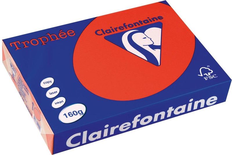 Clairefontaine - Trophée - Gekleurd Papier - A4 - Rood - 160 g/m²