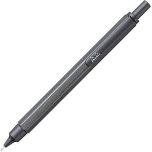 Rhodia 9373C – vulpotlood ScRipt zeshoekige behuizing van geborsteld aluminium – titanium – voor vullingen grafiet standaard 0,5 mm, intrekbaar stalen kanon, gum onder de schuiver – ScRipt collectie