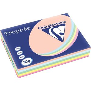 Clairefontaine Trophée Pastel, gekleurd papier, A3, 80 g, 5 x 100 vel, geassorteerde kleuren