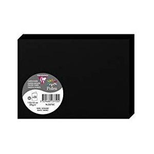 Clairefontaine 2375C – verpakking met 25 dubbele kaarten – formaat C6 11 x 15,5 cm – 210 g/m² – kleur: zwart – uitnodigingskaarten voor evenementen en correspondentie – Pollen-serie – premium papier