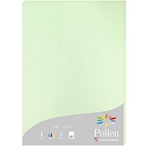Clairefontaine - Ref 24205C - Stuifmeel gekleurd papier (Pack van 25 vellen) - A4 (210 x 297mm), 210gsm papier, inkjet & laser printer compatibel, zuurvrij - groen