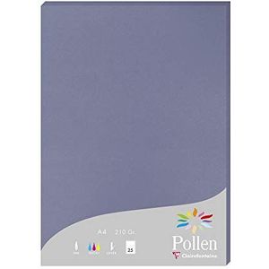 Clairefontaine 24219C, doos van 25 vellen, A4-formaat (21 x 297 cm), 210 g/m², kleur: myosotis, uitnodigingspapier voor evenementen en correspondentie, Pollen-serie, premium glad papier