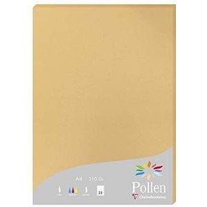 Clairefontaine 24279C, doos met 25 vellen, A4-formaat (21 x 297 cm), 210 g/m², karamel, uitnodigingspapier, evenementen en correspondentie, Pollen-serie, premium glad papier