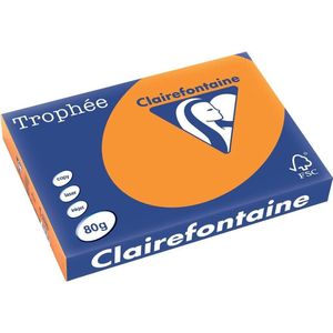 Clairefontaine Trophée Pastel, gekleurd papier, A3, 80 g, 500 vel, fluo oranje