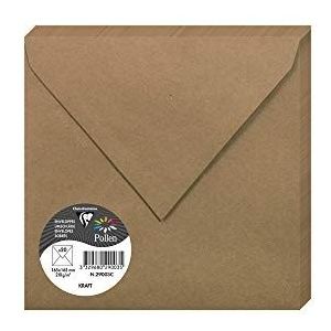 Clairefontaine - Ref 29003C - Pollen Kraft Enveloppen (Pack van 25) - 165 x 165mm groot, 120gsm kraftpapier, zuurvrij, laser en inkjet printer compatibel - Kraft Finish