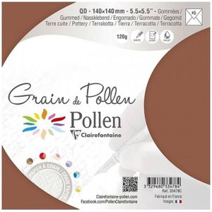 Clairefontaine 33428C, zak met 5 enveloppen, vierkant, 14 x 14 cm, 120 g/m², kleur: kurkuma, uitnodiging voor evenementen en overeenkomst, pollen-serie, korrelpapier